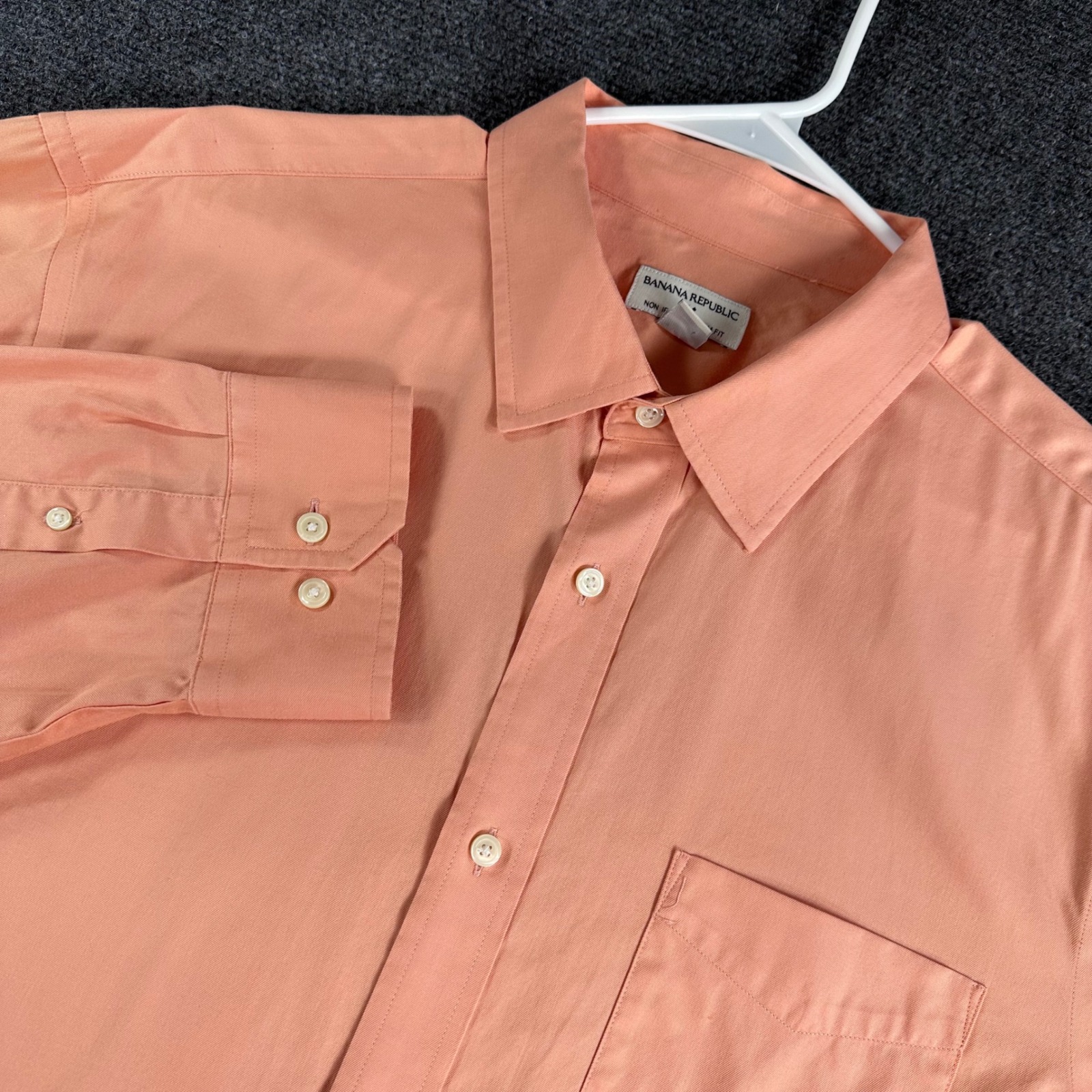 Banana Republic Button Down Mens Xxl 2xl Peach Non Iron Slim Fit Cotton Shirt